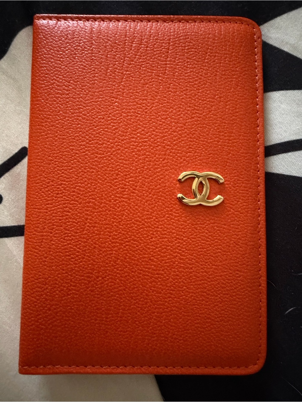 Chanel CC Orange Leather agenda cardholder